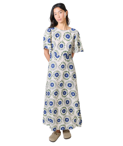 Rene Blue Flower Dress - Blue
