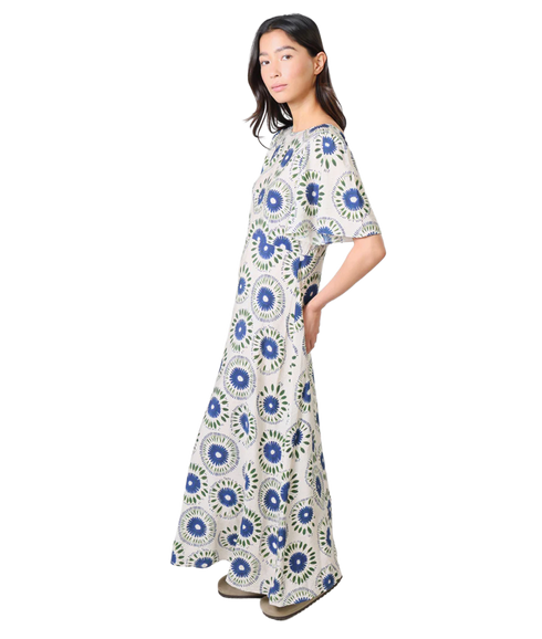 Rene Blue Flower Dress - Blue
