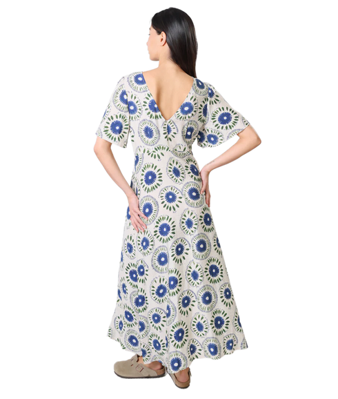 Rene Blue Flower Dress - Blue
