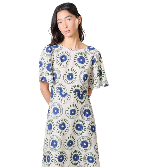 Rene Blue Flower Dress - Blue