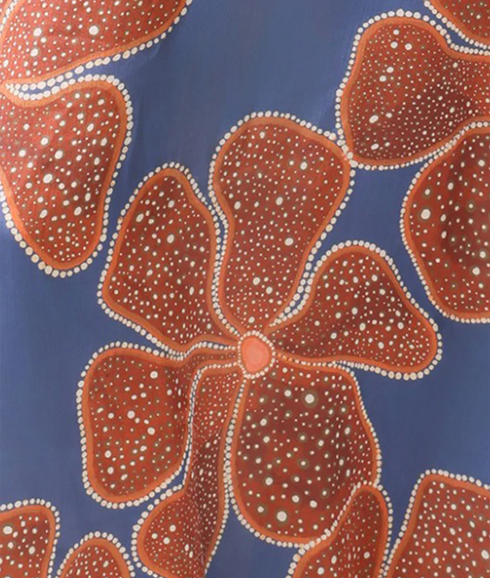 Rene Dress Tan Flower - Blue/Tan
