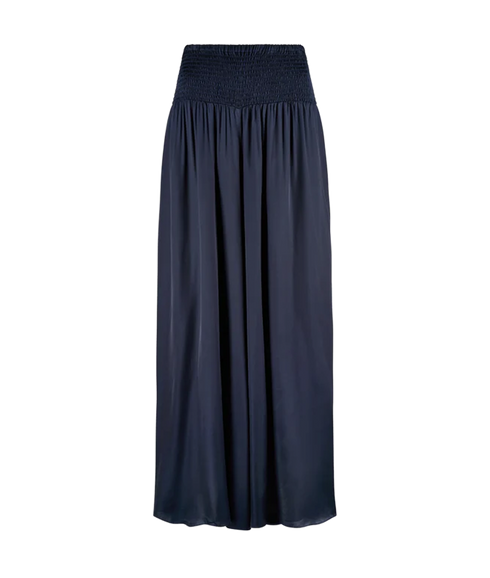 Aurora Wide Leg Satin Trouser - Navy