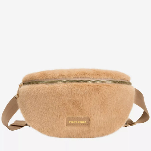 Faux Fur Sling Bag - Tan