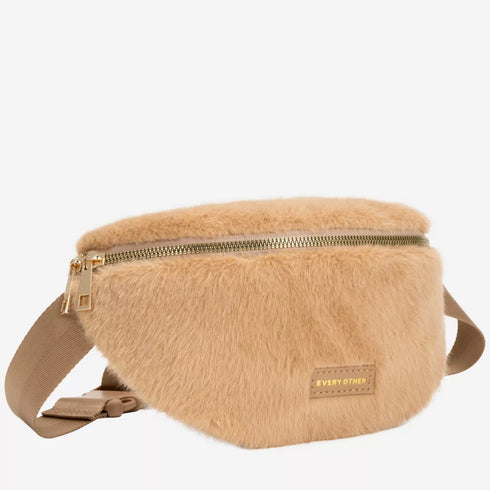 Faux Fur Sling Bag - Tan