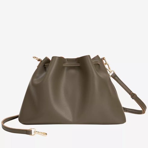 Drawstring Shoulder Cross Body - Dark Taupe
