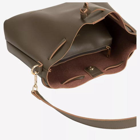 Drawstring Shoulder Cross Body - Dark Taupe