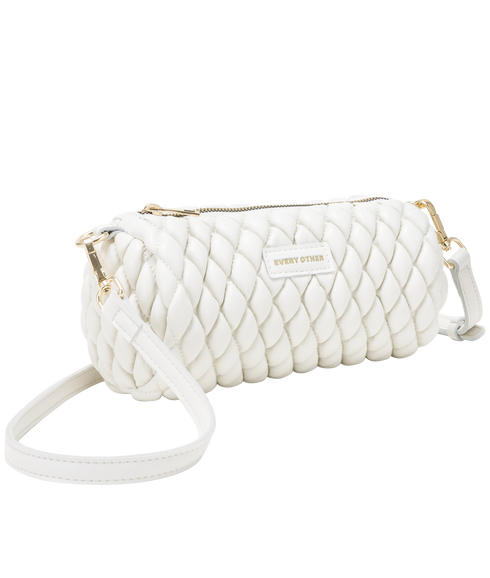 Quilted Barrel Bag - White