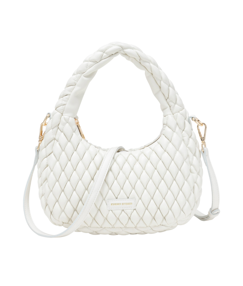 Quilted Grab/Cross Body Bag - White