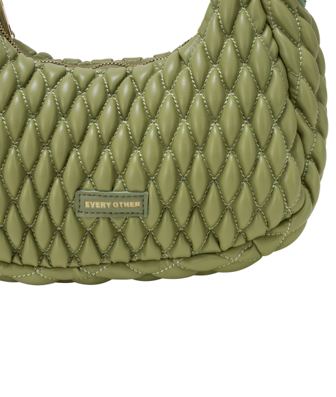 Quilted Grab/Cross Body Bag - Olive