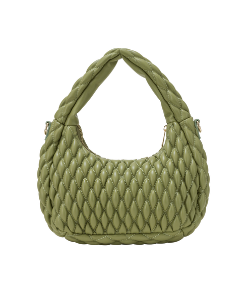 Quilted Grab/Cross Body Bag - Olive