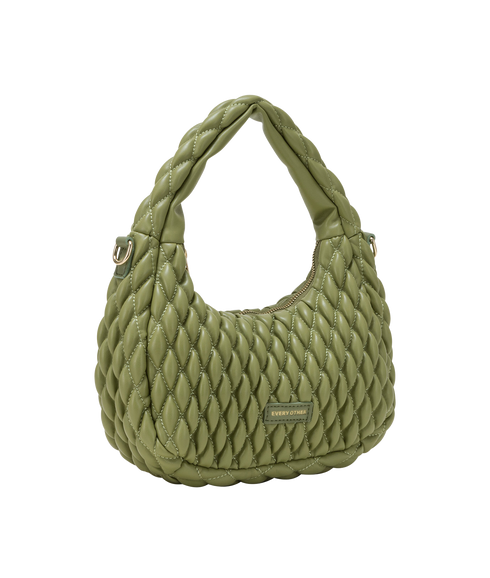 Quilted Grab/Cross Body Bag - Olive