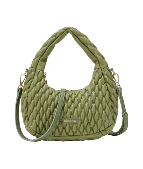 Quilted Grab/Cross Body Bag - Olive