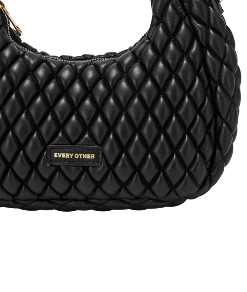 Quilted Grab/Crossbody Bag - Black