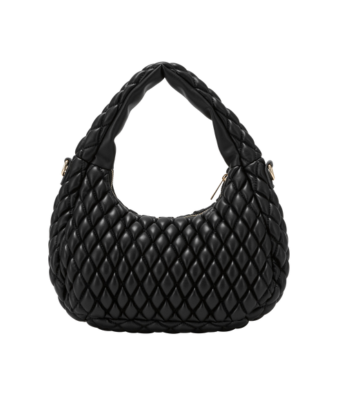 Quilted Grab/Crossbody Bag - Black