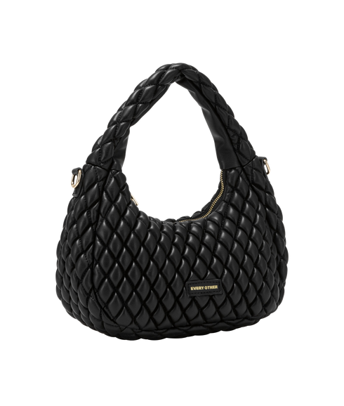 Quilted Grab/Crossbody Bag - Black