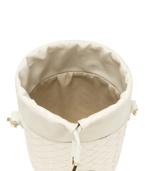 Woven Drawstring Bucket Bag - Off White