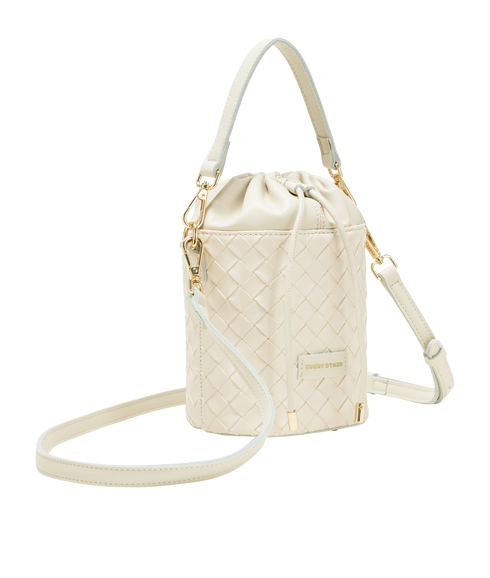 Woven Drawstring Bucket Bag - Off White