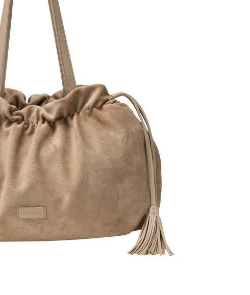 Drawstring Tassle Shoulder Bag - Sand