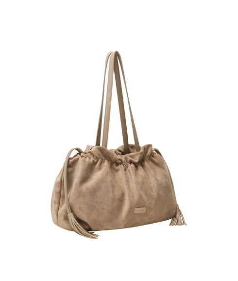 Drawstring Tassle Shoulder Bag - Sand