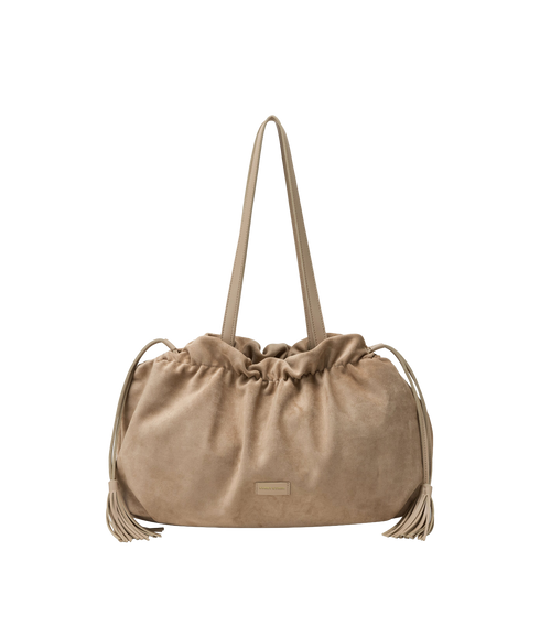 Drawstring Tassle Shoulder Bag - Sand