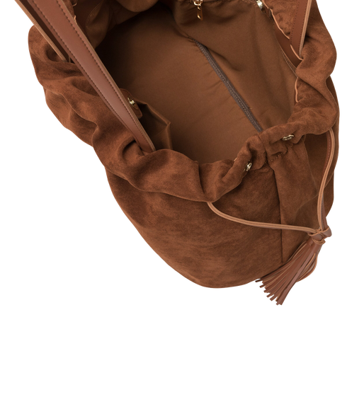 Drawstring Tassle Shoulder Bag - Brown
