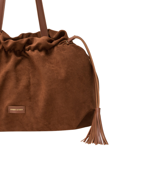Drawstring Tassle Shoulder Bag - Brown