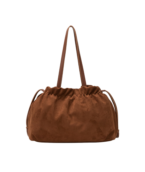 Drawstring Tassle Shoulder Bag - Brown
