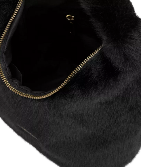 Faux Fur Scoop Grab Bag - Black