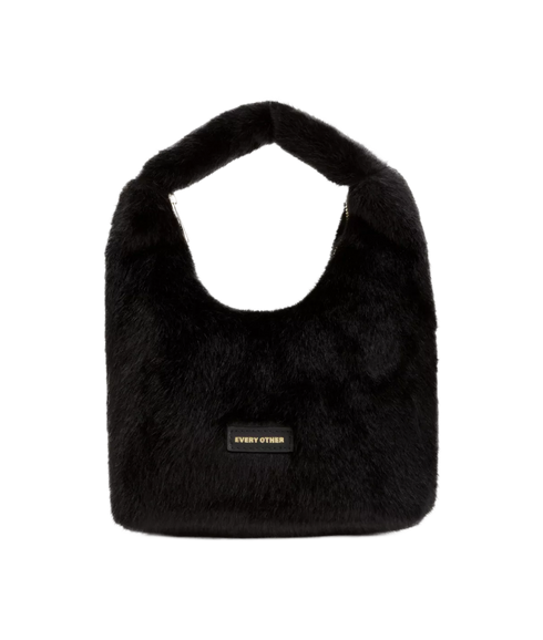 Faux Fur Scoop Grab Bag - Black