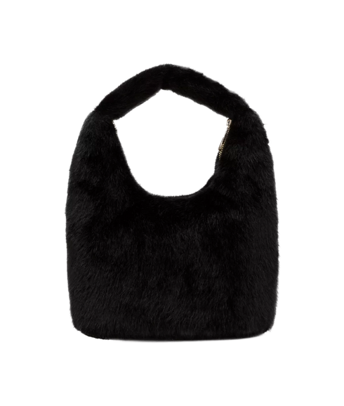 Faux Fur Scoop Grab Bag - Black