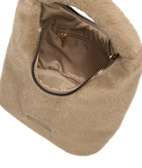 Faux Fur Scoop Grab Bag - Taupe