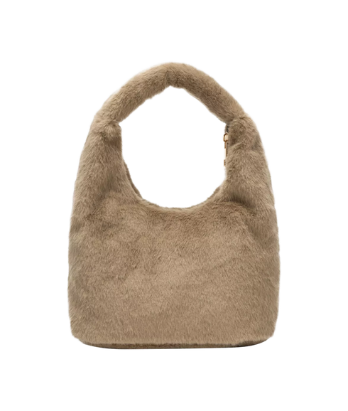Faux Fur Scoop Grab Bag - Taupe