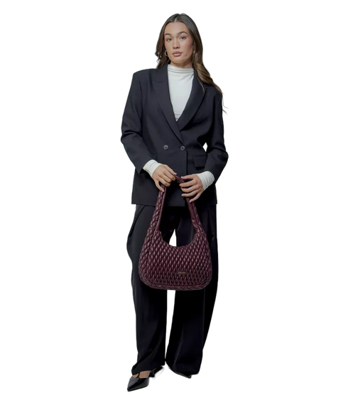 Quilted Shoulder Bag - Burgundy
