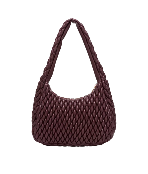 Quilted Shoulder Bag - Burgundy