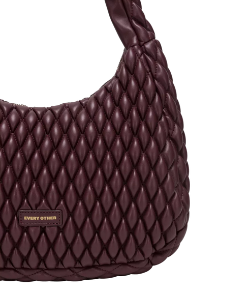 Quilted Shoulder Bag - Burgundy