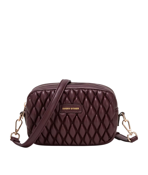Quilted Camera Cross Body Bag - Burgundy