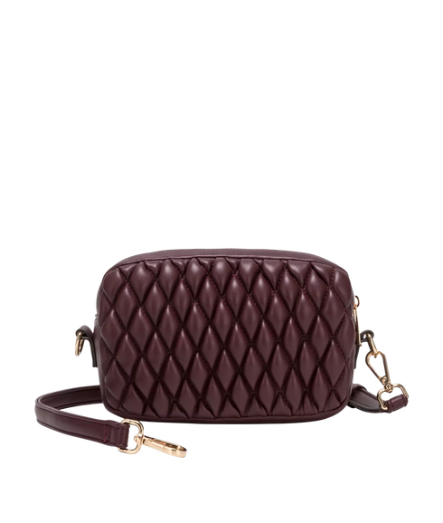 Quilted Camera Cross Body Bag - Burgundy