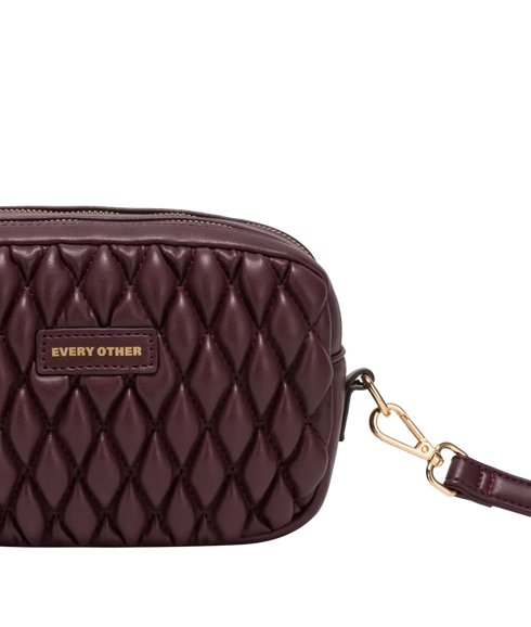 Quilted Camera Cross Body Bag - Burgundy
