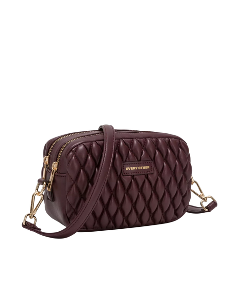 Quilted Camera Cross Body Bag - Burgundy