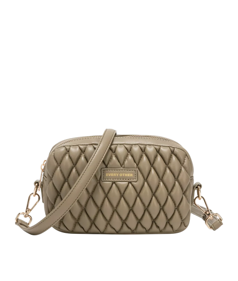 Quilted Camera Cross Body Bag - Taupe