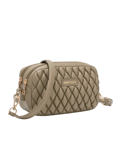 Quilted Camera Cross Body Bag - Taupe