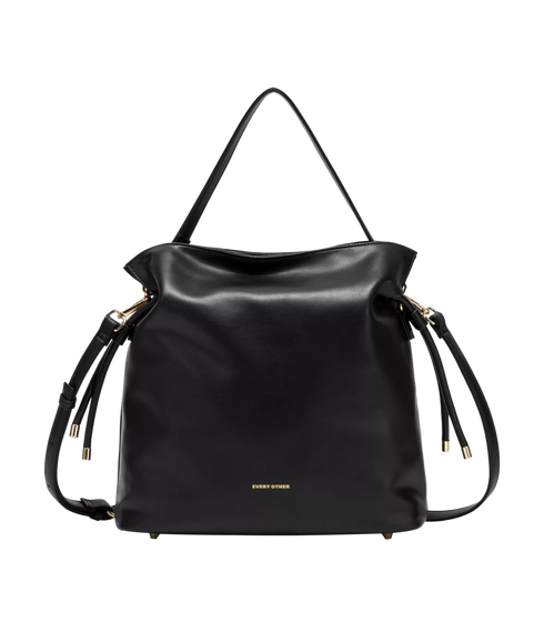 Draw String Shoulder Cross Body Bag - Black