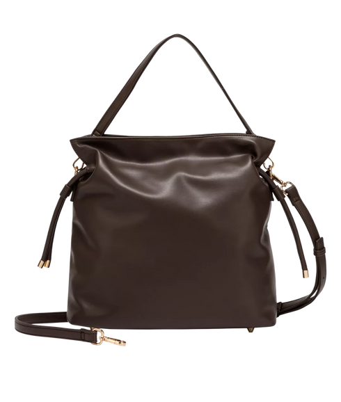 Draw String Shoulder Cross Body Bag - Clay