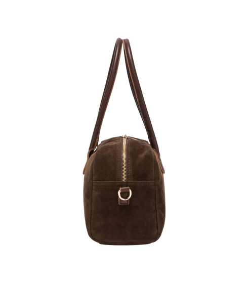 Suede Effect Bowling Bag - Brown