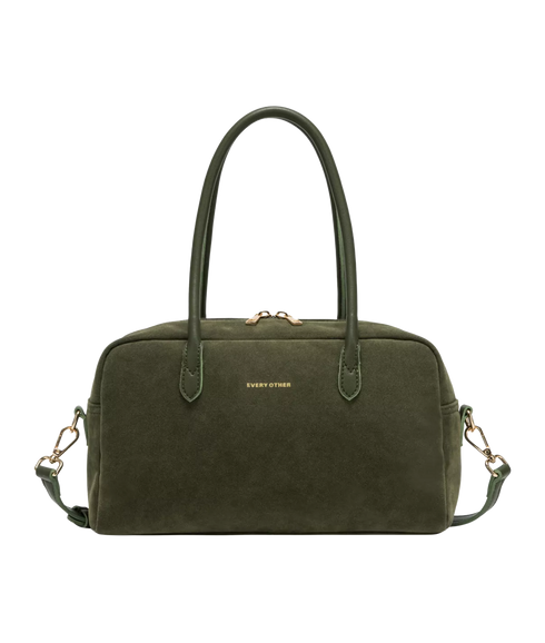 Suede Effect Bowling Bag - Khaki
