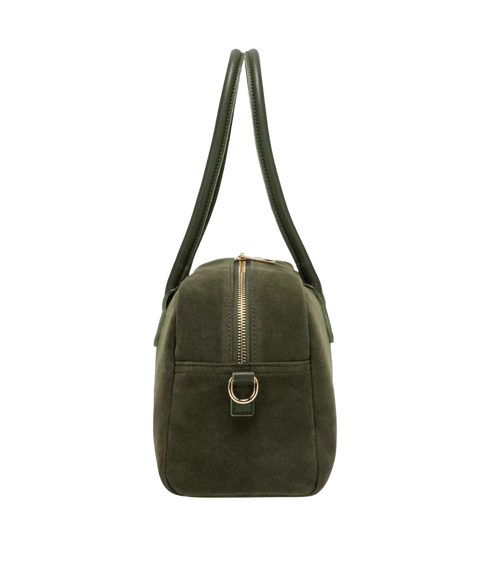 Suede Effect Bowling Bag - Khaki