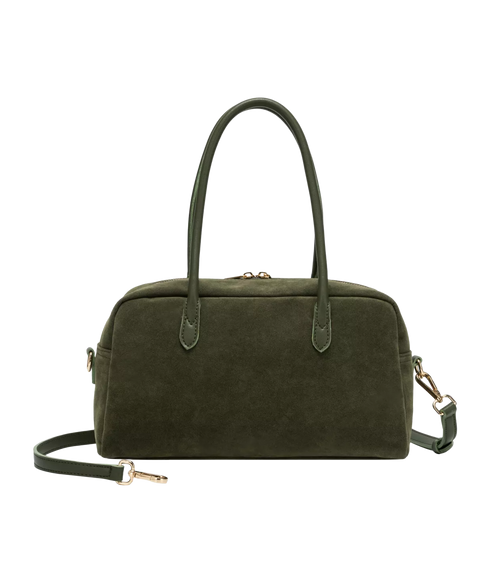 Suede Effect Bowling Bag - Khaki