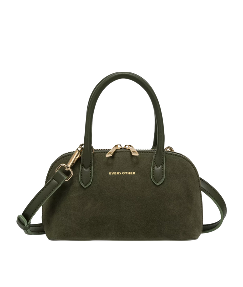 Suede Effect Mini Bowling Bag - Khaki