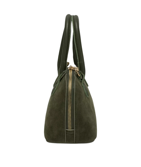Suede Effect Mini Bowling Bag - Khaki