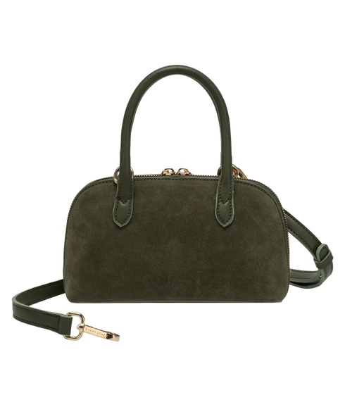 Suede Effect Mini Bowling Bag - Khaki